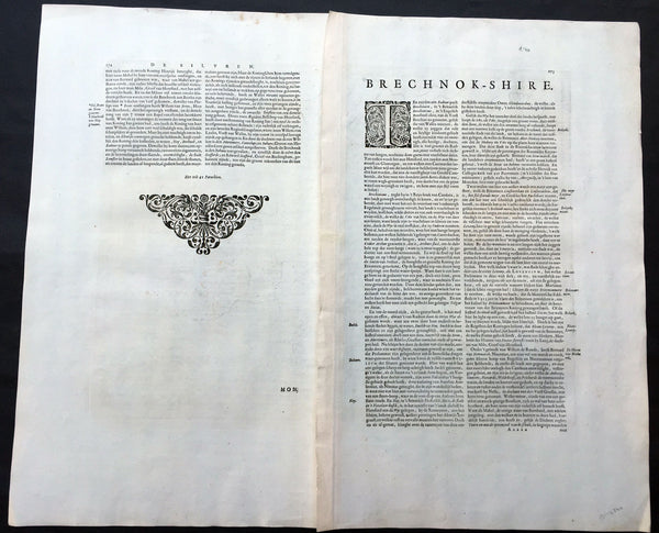 1664 Blaeu Large Antique Map of The Welsh County of Breknock