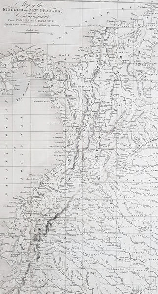 1824 William Robertson Large Antique Map of NW South America - Panama to Peru