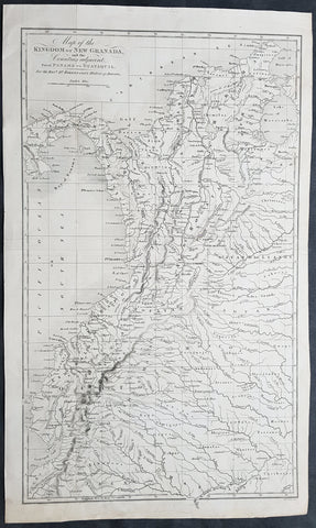 1824 William Robertson Large Antique Map of NW South America - Panama to Peru