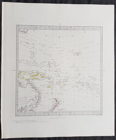 Copy of 1840 SDUK Antique Gnomonic Map East Australia, New Zealand South Pacific
