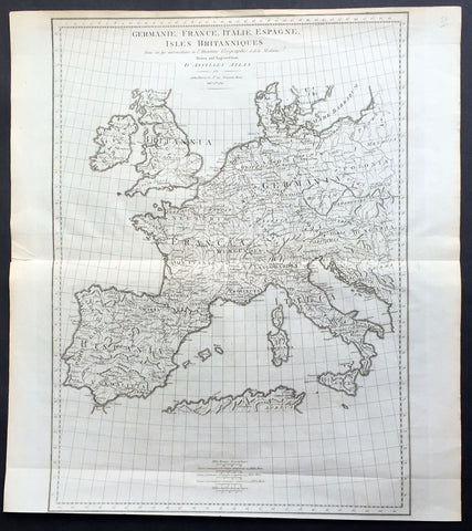 1789 John Harrison Large Antique Map of Western Europe - Italy to Germania to UK