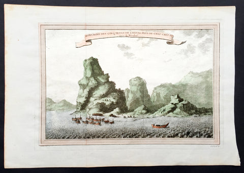 1750 Prevost & Nieuhoff Antique Print View of the Zoushan Archip. Zhejiang China