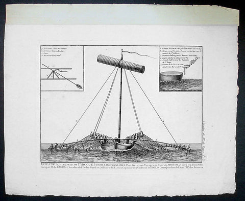 1767 Francois Pages Large Antique Print of Philippines Sailing Vessel, Outrigger