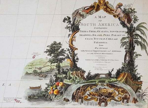 1794 Laurie, Whittle & Kitchin Very Large Original Antique Map of South America - Rare