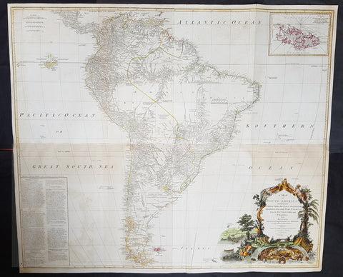 1794 Laurie, Whittle & Kitchin Very Large Original Antique Map of South America - Rare