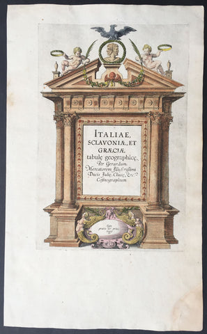 1589 Mercator Antique Atlas Title Page from Italy, Yugoslavia & Greece