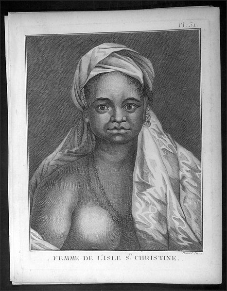 1778 Capt Cook Antique Print Portrait Princess of Tahuata, Marquesas Isles, 1774