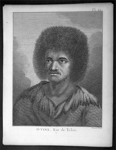 1774 Capt. Cook Antique Print a Portrait of Chief Tynah, Otoo of Tahiti in 1769