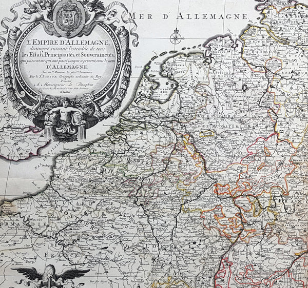 1692 Jaillot Large Antique Map of Allemagne or German Empire, Central Europe