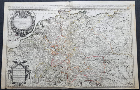 1692 Jaillot Large Antique Map of Allemagne or German Empire, Central Europe