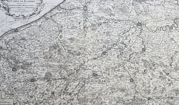 1692 Alexis Jaillot Large Antique Map Flanders Region of Netherlands & Belgium