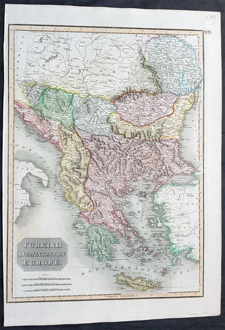 1817 John Thomson Large Antique Map Turkey in Europe Greece to Bosnia & Hungary