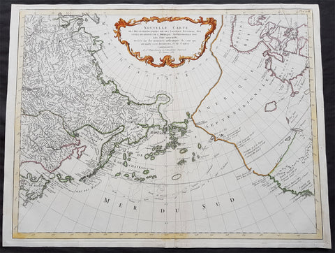 1784 Francois Santini & Gerhard Muller Large Rare Antique Map of Western America California to Alaska