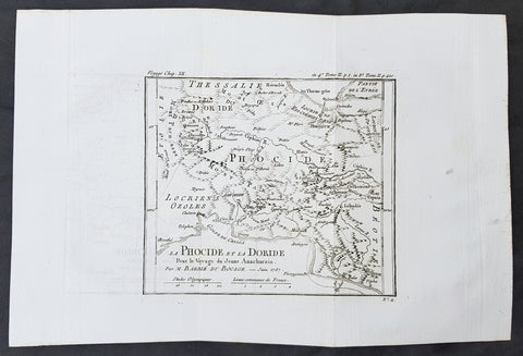 1785 Du Bocage & Barthelemy Antique Map of Phocis, Greece - Oracle of Delphi