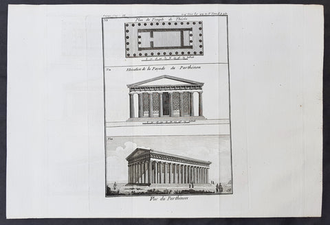 1787 Du Bocage & Barthelemy Antique Views & Plan of The Parthenon, Athens Greece