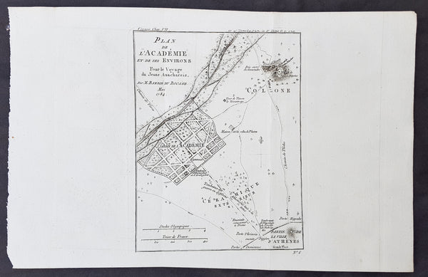1784 Du Bocage & Barthelemy Antique Map of Plato's Academy in Athens, Greece