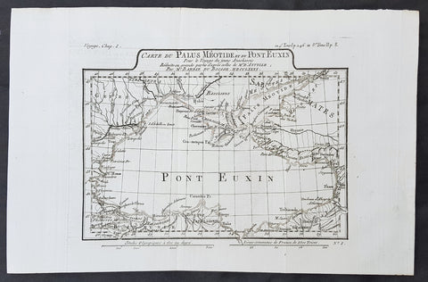 1781 Du Bocage & Barthelemy Original Antique Map of The Black Sea, Anacharsis Yr