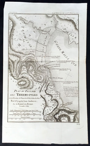 1784 Du Bocage Large Antique Map of Thermopylae Pass, Greece