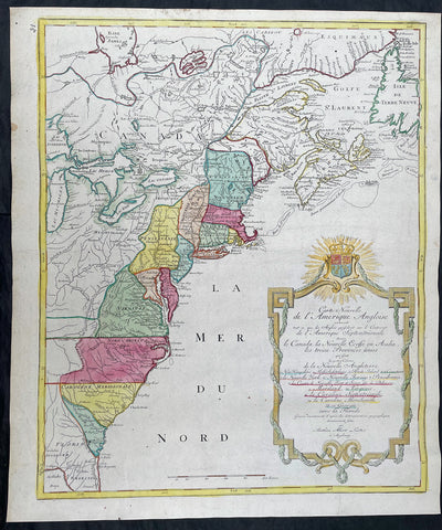 1776 Tobias Lotter Large Antique Post Revolutionary North America Map 13 Colonies