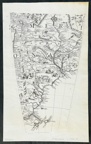 1692 Vincenzo Coronelli Large Original Antique Globe Gore Map of South America