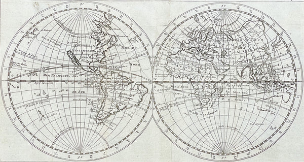 1715 William Dampier Antique Twin Hemisphere World Map, California Is. Australia