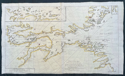 1756 Mount & Page Large Maritime Map of Oslofjord - Oslo to Fredrikstad Norway