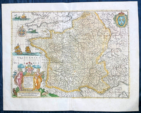 1639 Henricus Hondius Antique Map of France