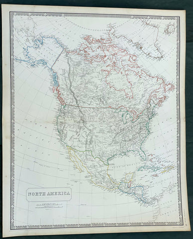 1856 A K Johnston Large Antique Map of North America, Railways to Missouri