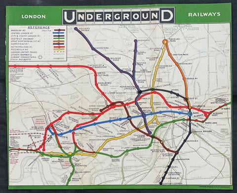 1908 UERL Johnson & Riddle Antique London Underground Map Rare 2nd Map Published