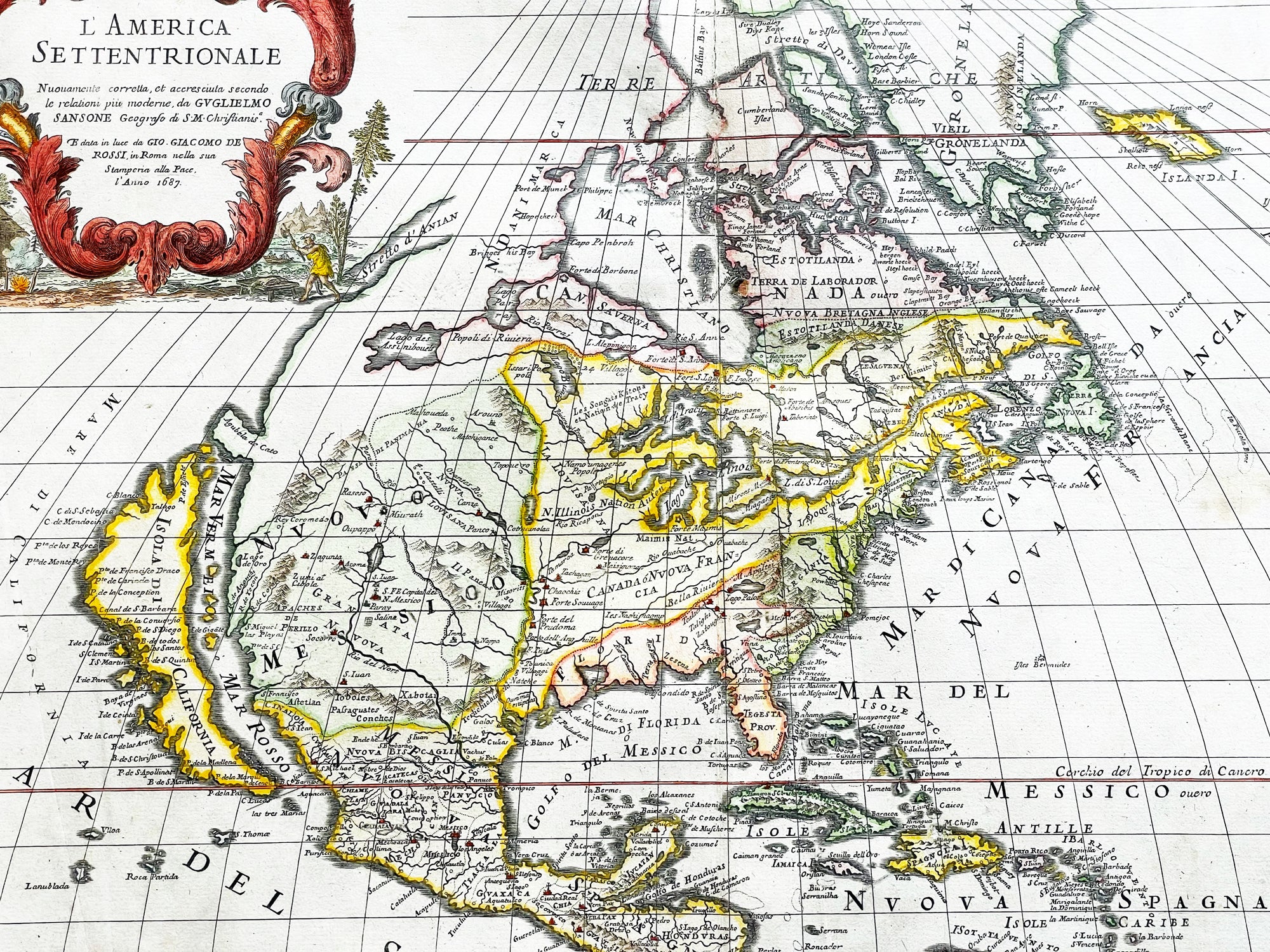 1687 Giovanni Giacomo de Rossi Large Antique Map of North America ...