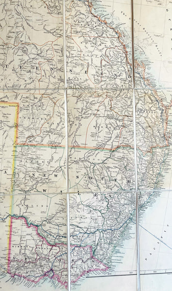 1882 Edward Stanford Large Folding Antique Map Eastern Australia, QLD, NSW, Vic