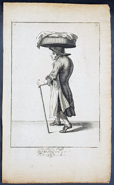 1687 Laroon Antique Print Colly Molly Puff from The Cryes of the City of London