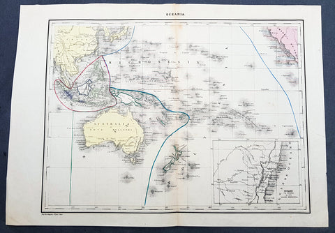 1840 P & A Lapie Antique Map of New Holland, New Zealand & Central Coast of NSW