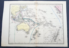 1840 P & A Lapie Antique Map of New Holland, New Zealand & Central