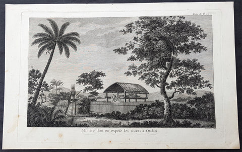 1774 Capt Cook Antqiue Print of Tahitians Honouring the Dead, Manao Tupapau 1769