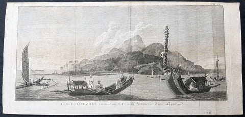 1778 Capt Cook Antique Print View of Oaite Peha or Vaitepiha Bay, Tahiti in 1773