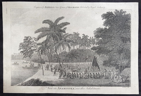 1787 Bankes Antique Print View of Nomuka Island, Tonga - Cooks Voyages in 1777