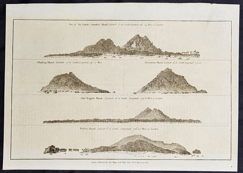 1784 Anderson Antique Print Coastal Views of French Polynesia & Tonga Isles - Cook 1st Voyage 1769