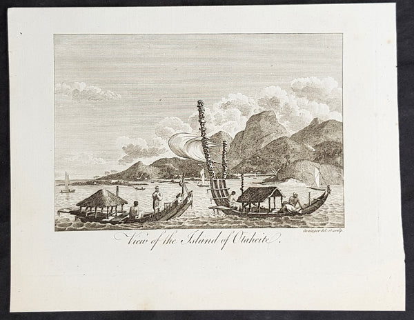 1787 Bankes Antique Print View of the Islands of Tahiti - Cooks 3rd Voyage, 1777