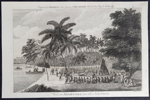 1787 Bankes Antique Print View of Nomuka Island, Tonga - Cooks Voyages in 1777