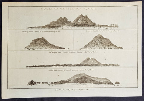 1784 Anderson Antique Print Coastal Views of French Polynesia & Tonga Isles - Cook 1st Voyage 1769