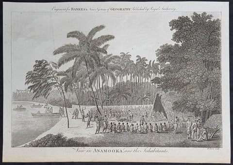 1787 Bankes Antique Print View of Nomuka Island, Tonga - Cooks Voyages in 1777