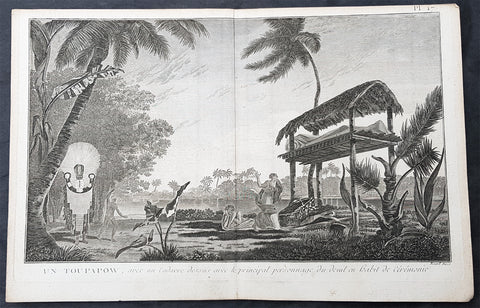 1778 Capt Cook Antique Print of Manao tupapau or Spirit Watching in Tahiti, 1773
