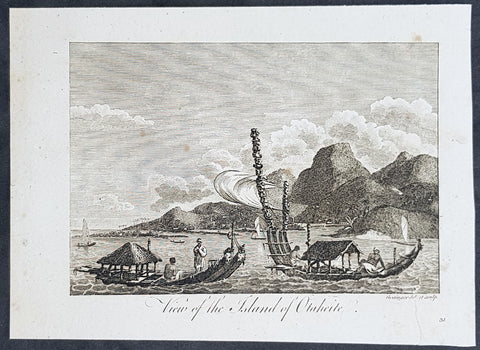 1787 Bankes Antique Print View of the Islands of Tahiti - Cooks 3rd Voyage, 1777