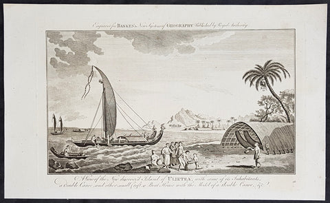 1787 Bankes Antique Print Island of Raiatea, French Polynesia Cooks Voyages 1769