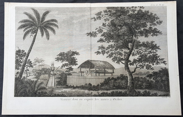 1774 Capt Cook Antqiue Print of Tahitians Honouring the Dead, Manao Tupapau 1769