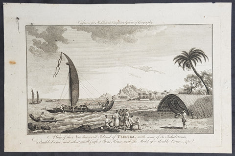 1777 Middleton Antique Print Island of Raiatea, French Polynesia - Cooks 1st Voyage 1769