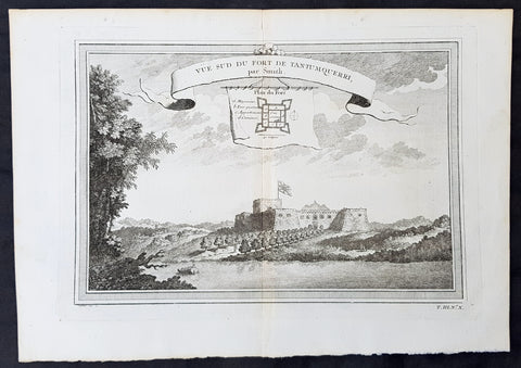 1750 Prevost Antique Print of Slave Fort Tantumquery, Otuam, Ghana, West Africa