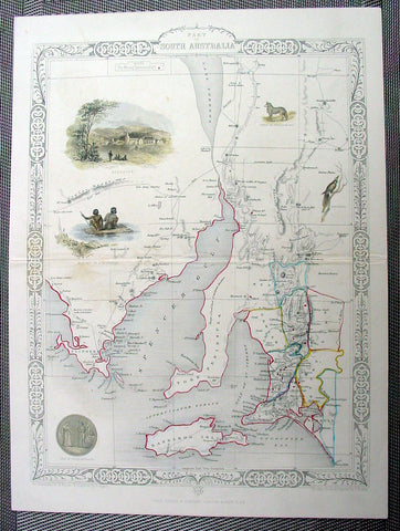 1851 Tallis Antique Map of South Australia