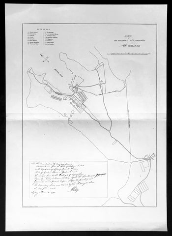 1888 Picturesque Australia Antique Map of Sydney under Gov. Phillip in 1792